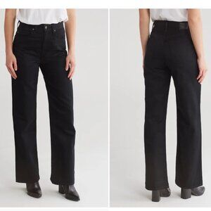 New AG Kora High Rise Wide Leg Jeans in Deep Black Wash sz 32